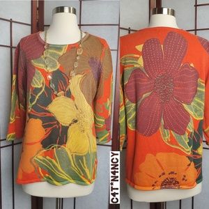 NORM THOMPSON- Floral 3/4 Sleeve Pullover Sweater!